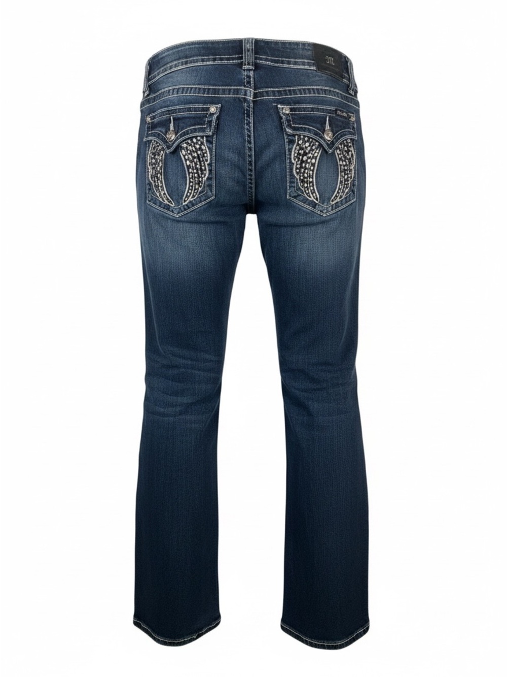 Miss Me Dark Blue Boot Cut Jeans with Fading